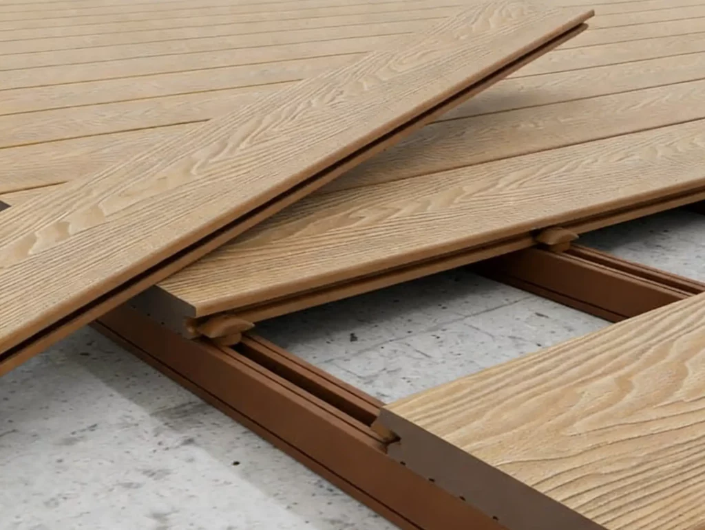 WPC wood-grain decking: click-lock joint for easy installation