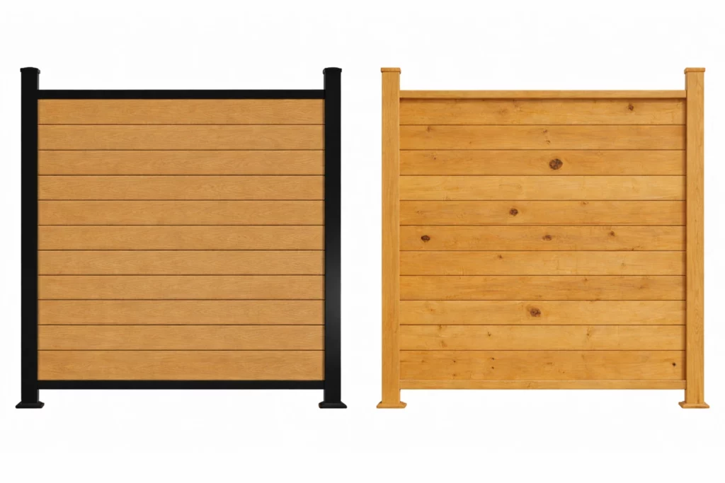 Side-by-Side Visual Comparison of WPC Fencing and Wooden Fencing