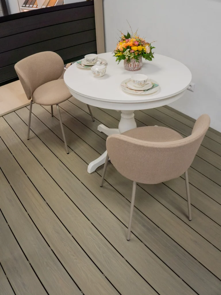 Composite decking in a clean outdoor layout, showing clear material presentation and easy-to-understand application for residential projects
