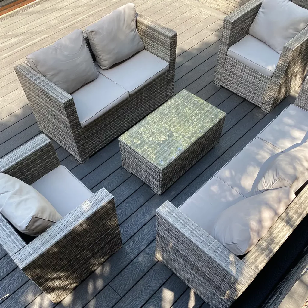 Composite decking used in a residential outdoor project in Canada, showing practical application and finished deck layout for everyday use