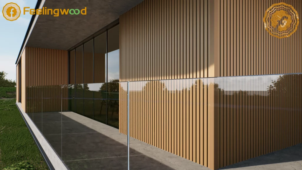 modern Canadian home with WPC exterior cladding and glass balcony railing